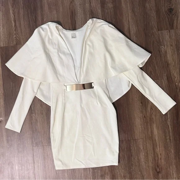 white christmas dresses Cape Detail Mini Dress Cream — Mini Dresses main image 1